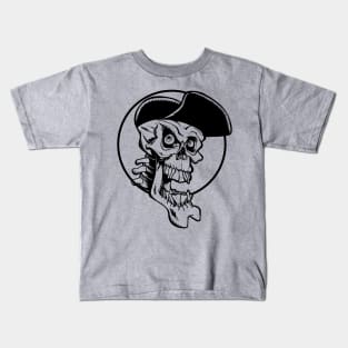 Laughing skull with cap (black outline) Kids T-Shirt